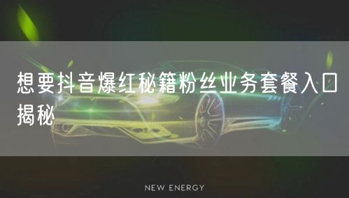 想要抖音爆红秘籍粉丝业务套餐入口揭秘