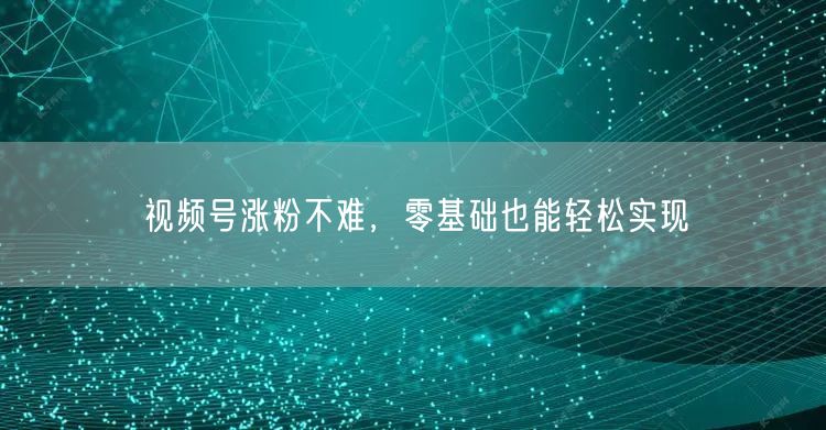 视频号涨粉不难，零基础也能轻松实现