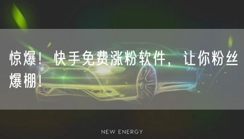 惊爆！快手免费涨粉软件，让你粉丝爆棚！