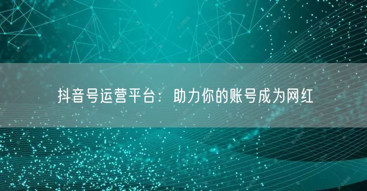 抖音号运营平台：助力你的账号成为网红